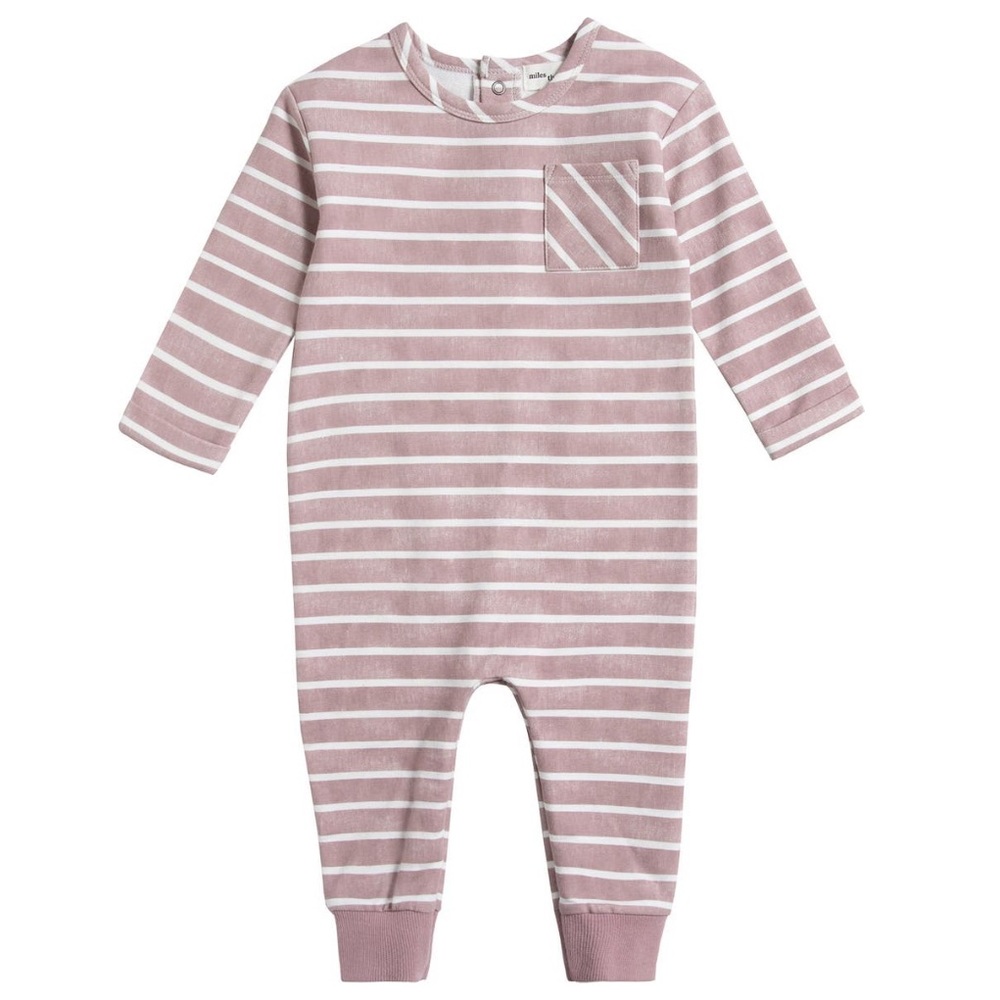 MILES THE LABEL BABY‎ Long Sleeve Striped Romper, Pink, 18m